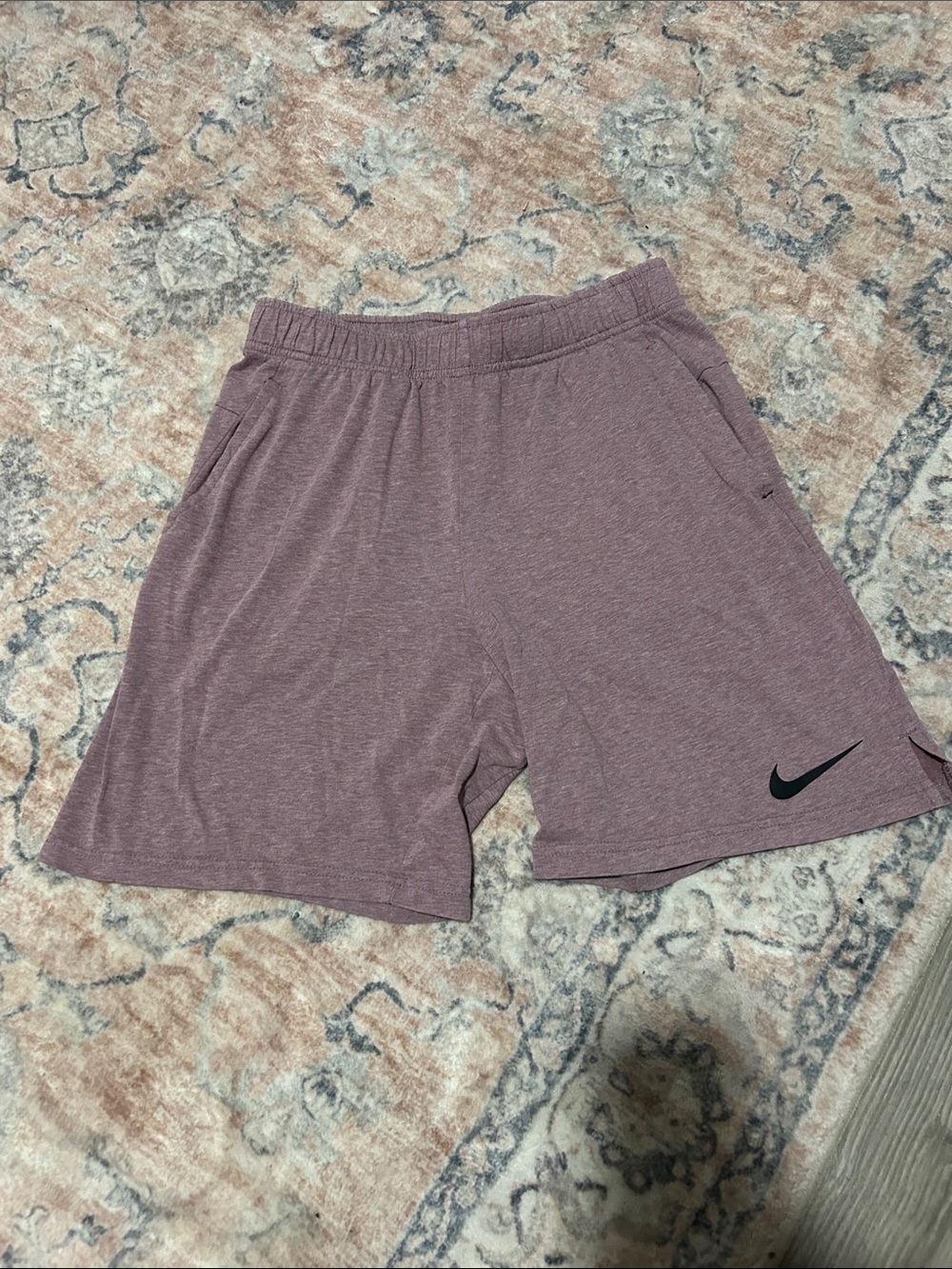 Nike Men’s Dri-Fit Mauve Heather Athletic Shorts with Black Swoosh